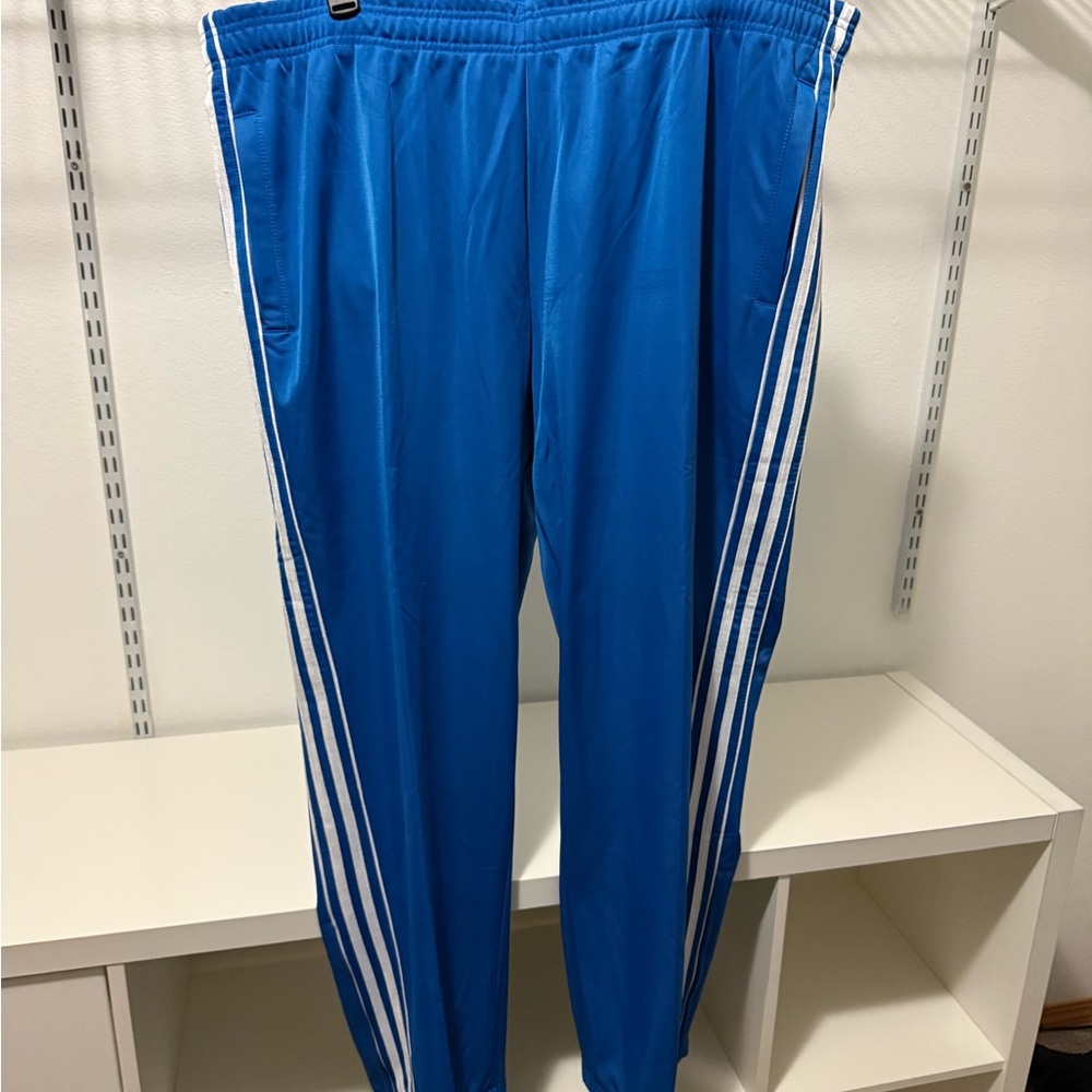 Vintage Active Joe Haband Track Pants Jogging Workout Blue W/ White Stripes